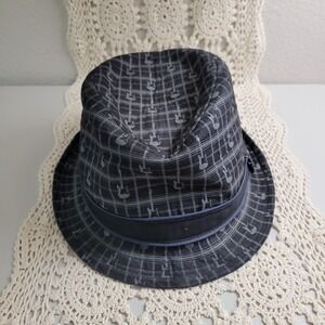Fender Plaid Guitar Print Cotton Fedora Hat Black Gray Men's or women's Large